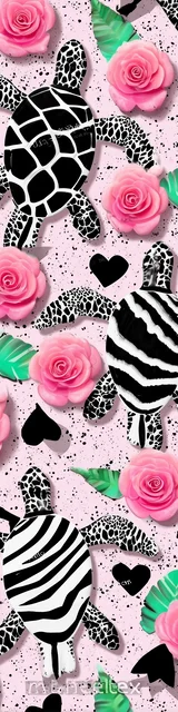 Free turtle bookmark featuring whimsical pink turtles with roses